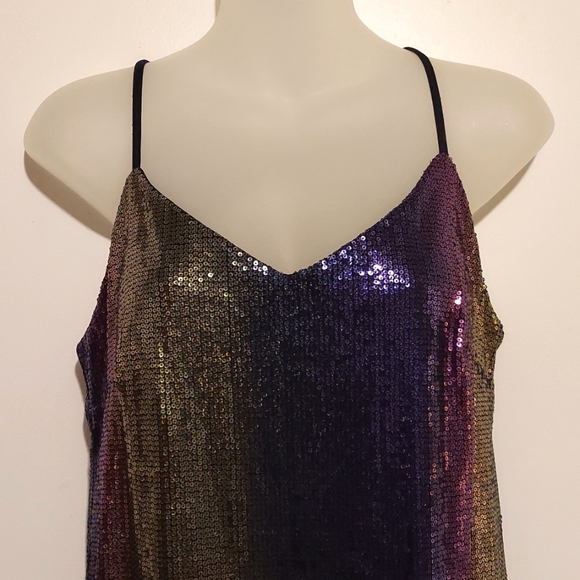 Wild Fable Ombré Rainbow Sequined Slip Dress with Spaghetti Straps Size XS - Picture 3 of 16